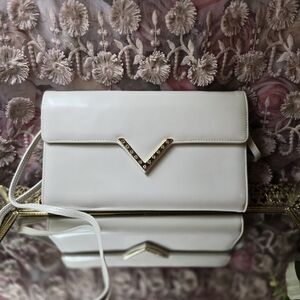 Vintage Y2K Mario Valentino White 100% Leather- Vera Pelle-  Shoulder Bag Clutch